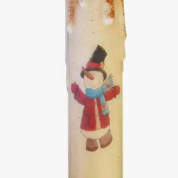 Candle Hand-Dipped Snowman with Scarf Cinnamon - Picture 2 of 4